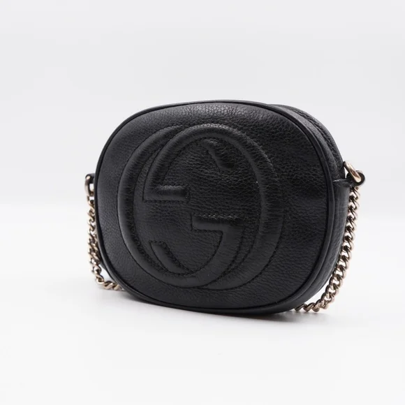 CD07 💖 GUCCI Metallic Pebbled Calfskin Mini Soho Chain Bag - Picture 5 of 15